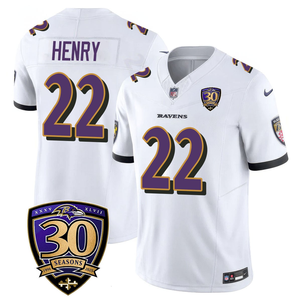 Men's Baltimore Ravens Limited 30th Season Jersey - All Stitched