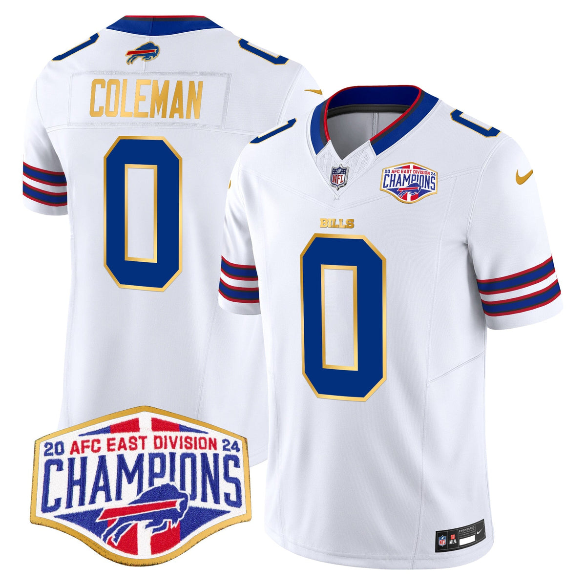 Men's Bills 2024 AFC East Division Champions Gold Trim Vapor Limited Jersey - All Stitched