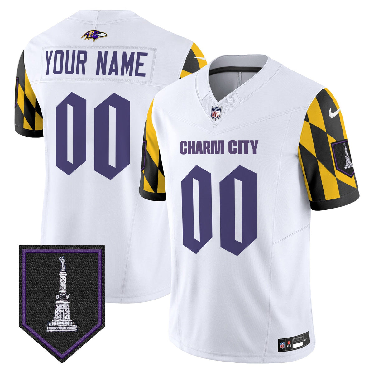 Ravens City Edition Patch Vapor Limited Custom Jersey - All Stitched