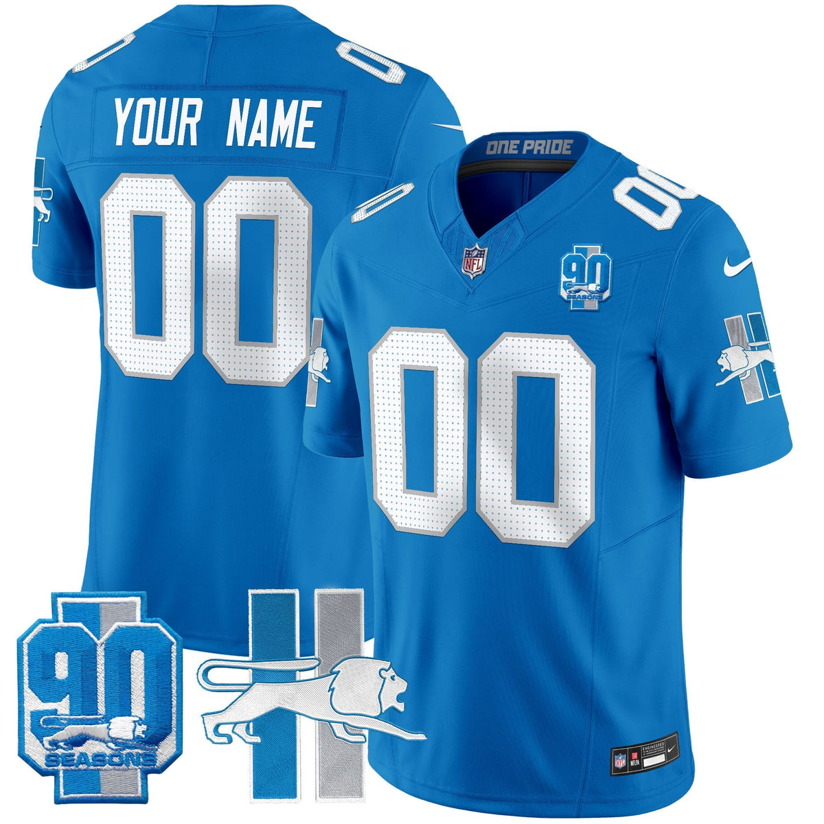 Detroit Lion 1946 Throwback Vapor Limited Custom Jersey - All Stitched