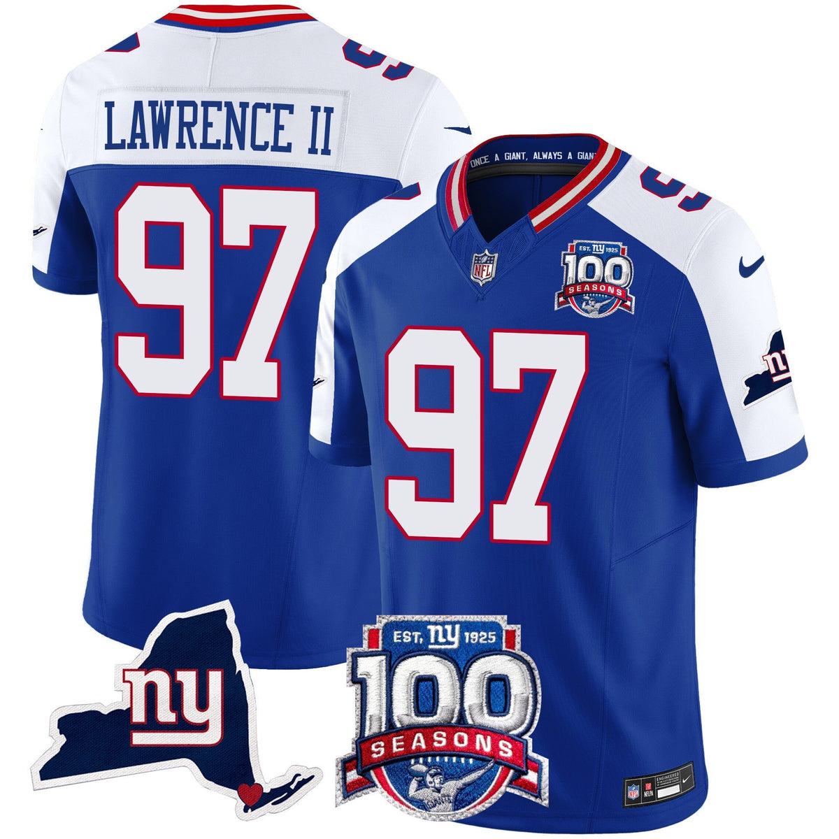 Men's New York Giants 100th Season & State Patch Vapor Limited Jersey - All Stitched