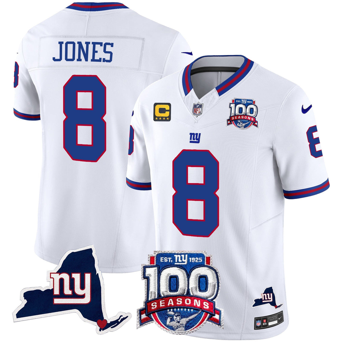 Men's New York Giants 100th Season & State Patch Vapor Limited Jersey - All Stitched